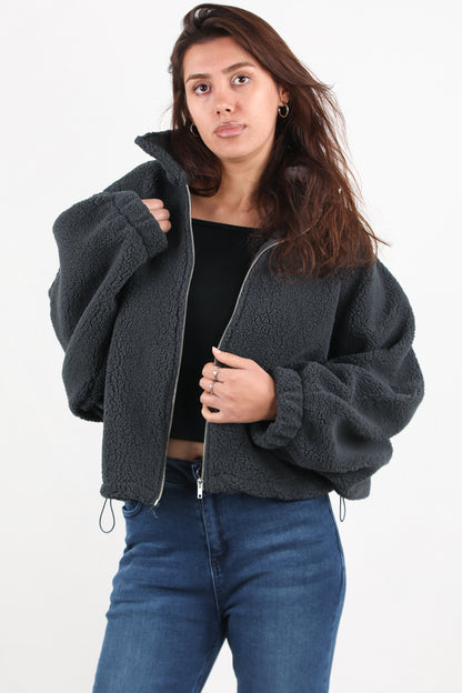 Cozyra Kadın Peluş Ceket Füme