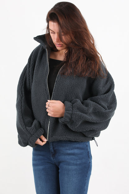 Cozyra Kadın Peluş Ceket Füme