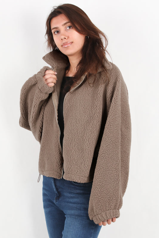 Cozyra  Kadın Peluş Ceket Kahverengi