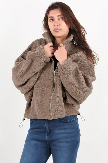 Cozyra  Kadın Peluş Ceket Kahverengi