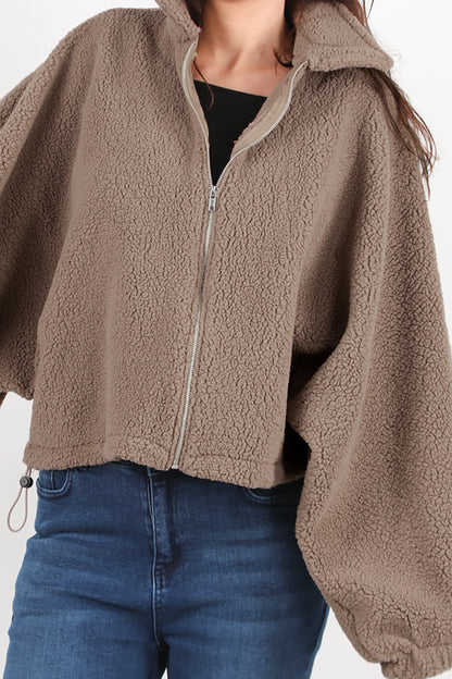 Cozyra  Kadın Peluş Ceket Kahverengi