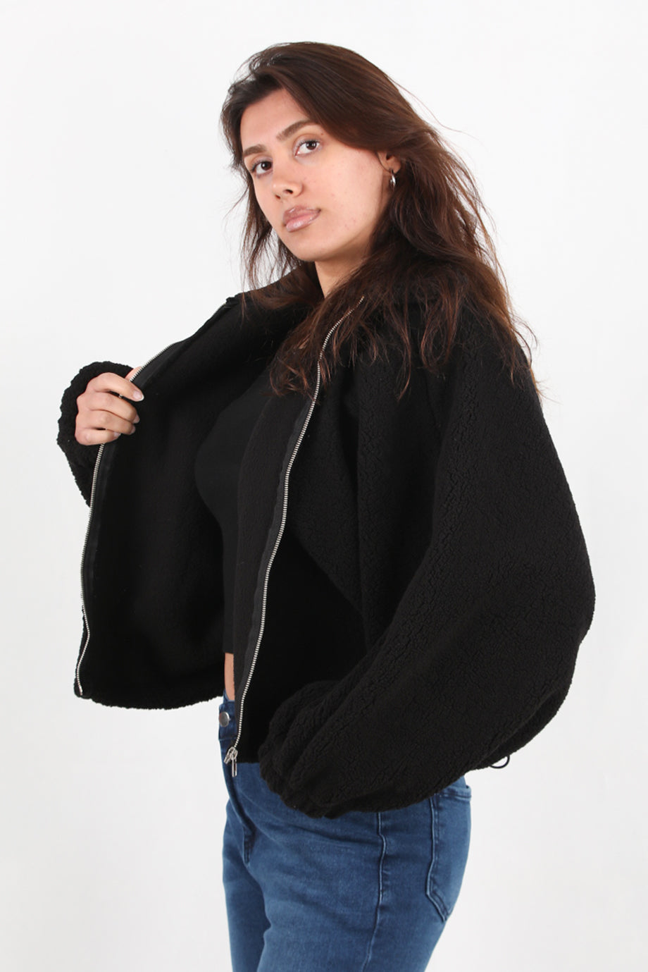 Cozyra Kadın Peluş Ceket Siyah