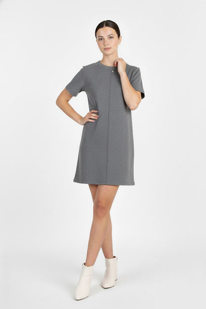 Ribfit Kadın Önü Çimalı Fitilli Elbise Gri