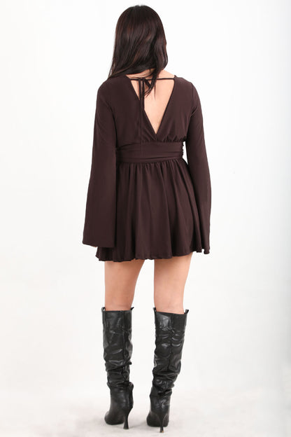 Flexdress Kadın Mini Şortlu Elbise Kahverengi