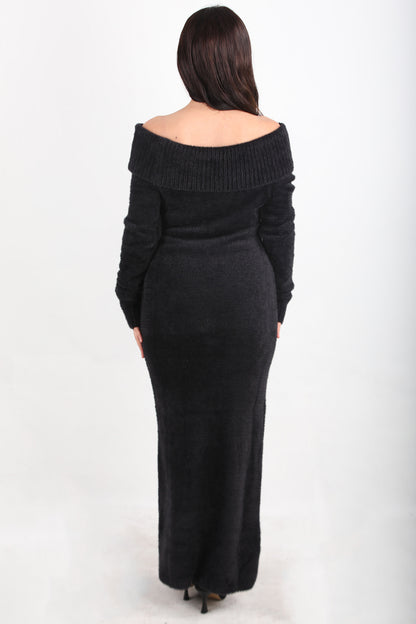 Bardot Kadın Madonna Yaka Sakallı Elbise Siyah