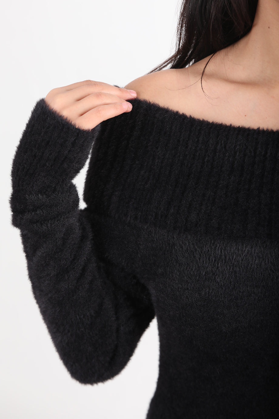 Bardot Kadın Madonna Yaka Sakallı Elbise Siyah