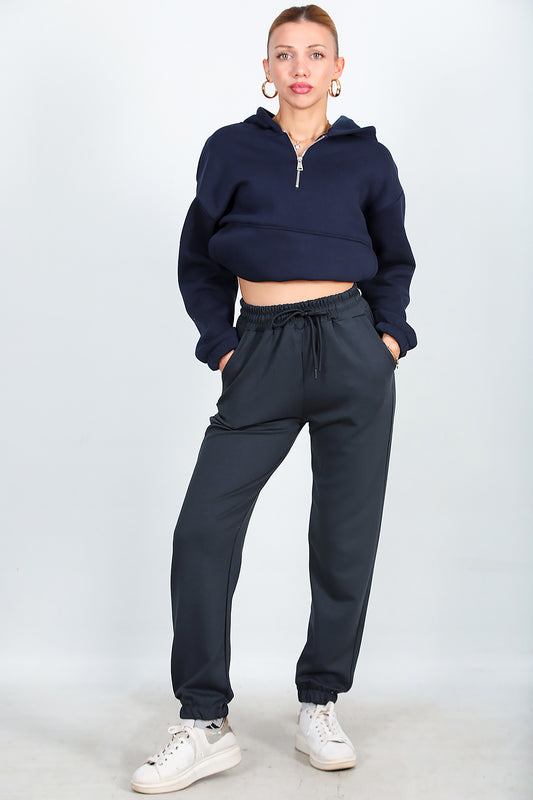 Kadın Paça Lastikli Eşofman Koyu Lacivert