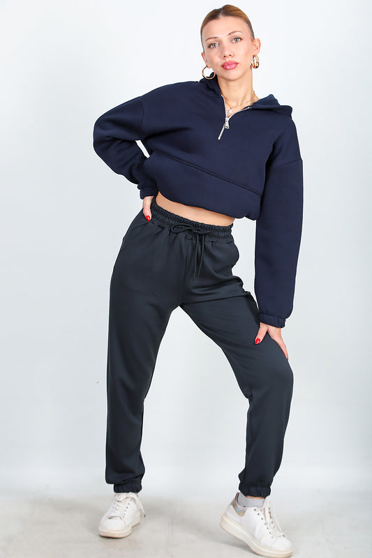 Kadın Paça Lastikli Eşofman Koyu Lacivert