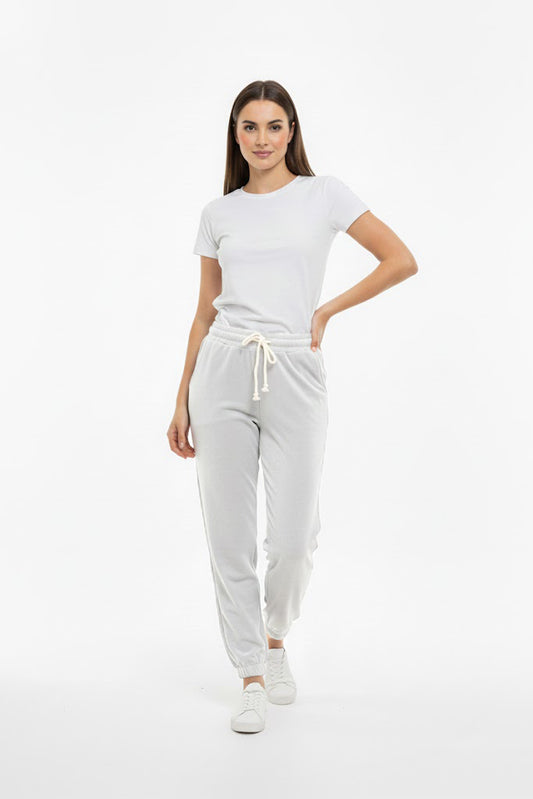 Kadın Paça Lastikli Havlu Eşofman Gri