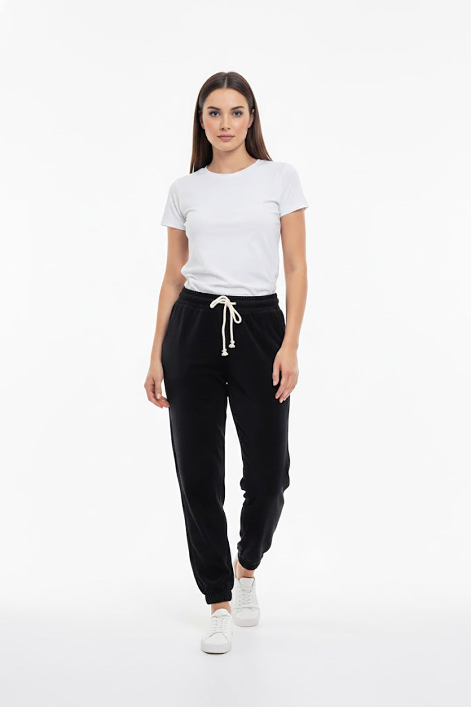 Kadın Paça Lastikli Havlu Eşofman Siyah