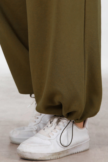 Kadın Cepli Paça Lastikli Eşofman Haki