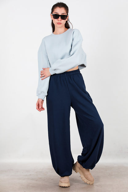 Kadın Cepli Paça Lastikli Eşofman Lacivert