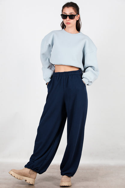 Kadın Cepli Paça Lastikli Eşofman Lacivert