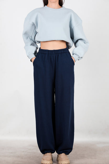 Kadın Cepli Paça Lastikli Eşofman Lacivert