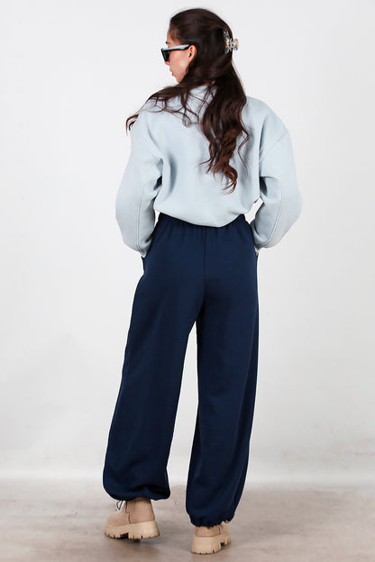 Kadın Cepli Paça Lastikli Eşofman Lacivert
