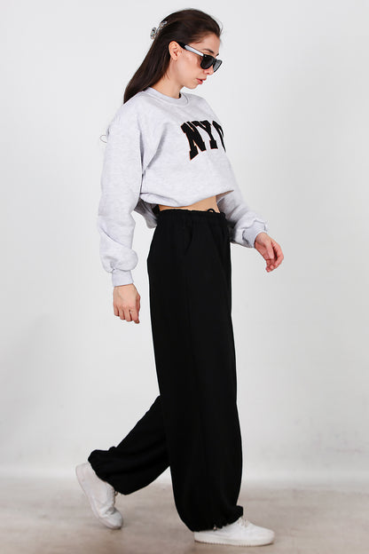 Kadın Cepli Paça Lastikli Eşofman Siyah