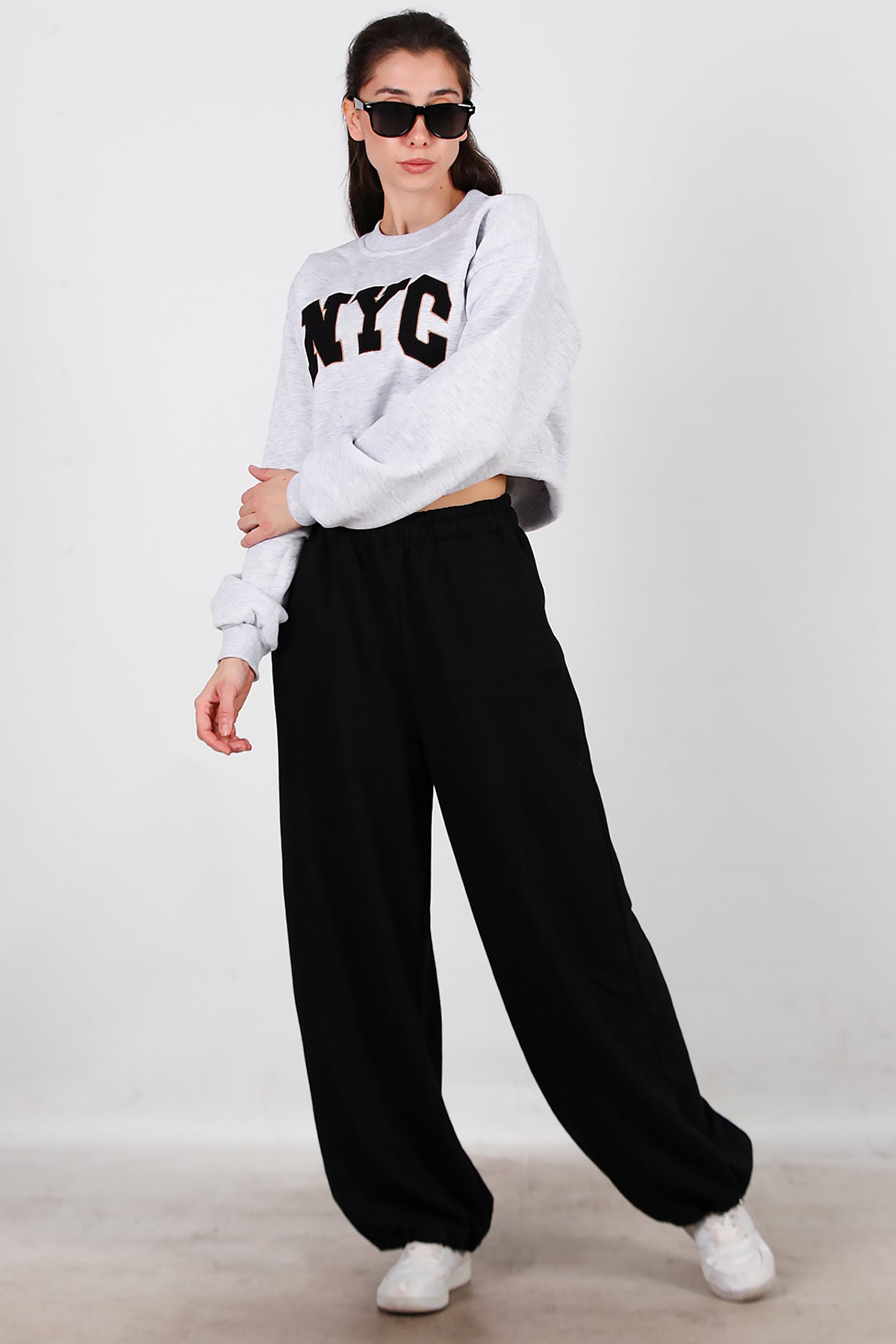 Kadın Cepli Paça Lastikli Eşofman Siyah