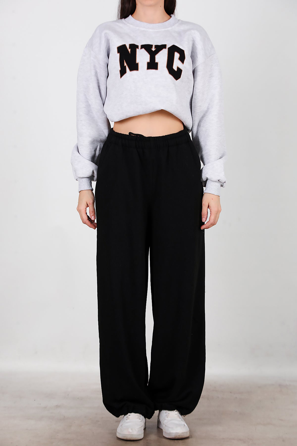 Kadın Cepli Paça Lastikli Eşofman Siyah