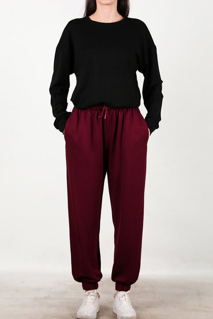 Kadın Paça Lastikli Oversize Eşofman Bordo