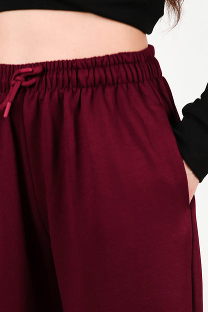 Kadın Paça Lastikli Oversize Eşofman Bordo