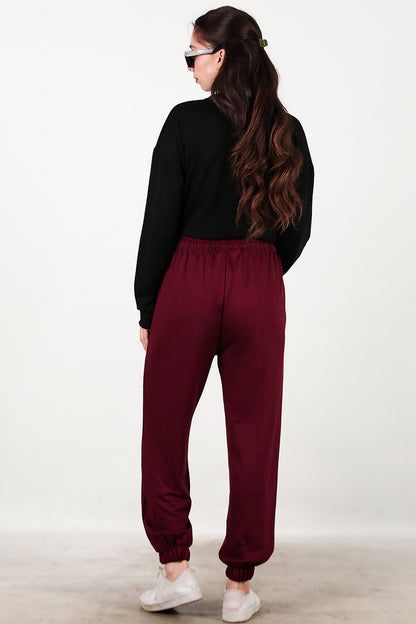 Kadın Paça Lastikli Oversize Eşofman Bordo