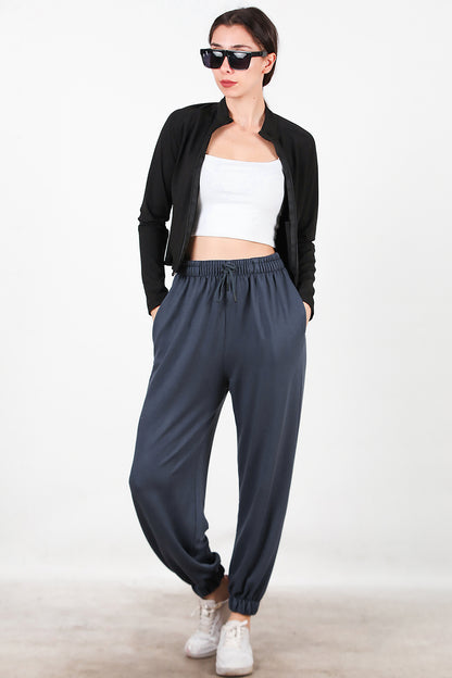 Kadın Paça Lastikli Oversize Eşofman Füme
