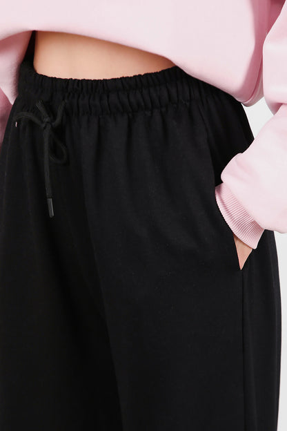 Kadın Paça Lastikli Oversize Eşofman Siyah