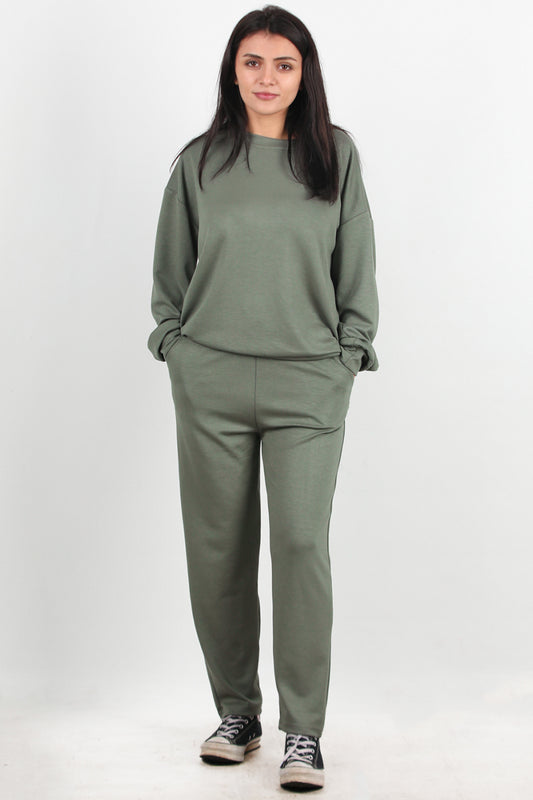 Straighta Kadın Düz Paça Cepli Eşofman Haki