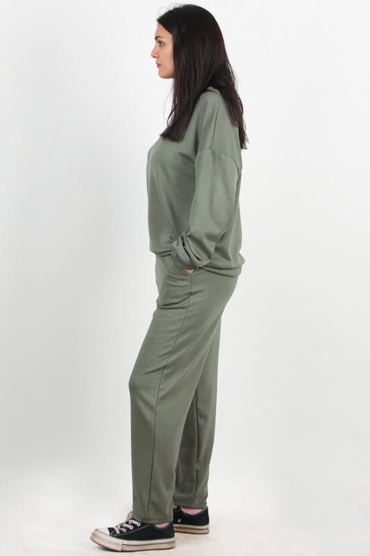 Straighta Kadın Düz Paça Cepli Eşofman Haki