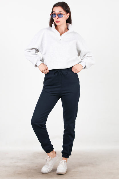 Kadın Bel Paça Lastikli Üç İplik Eşofman Lacivert