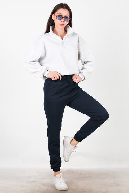 Kadın Bel Paça Lastikli Üç İplik Eşofman Lacivert