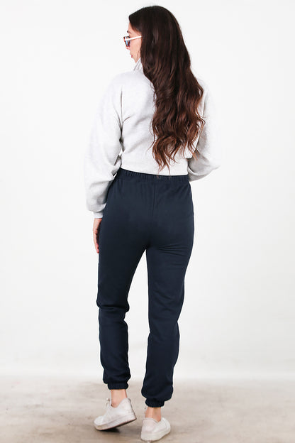 Kadın Bel Paça Lastikli Üç İplik Eşofman Lacivert