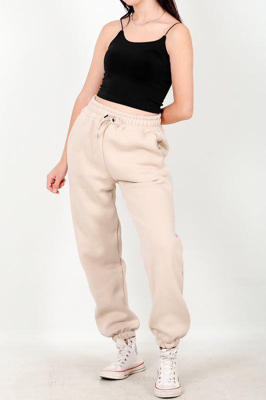 Kadın Paça Lastikli İçi Şardonlu Eşofman Altı Bej