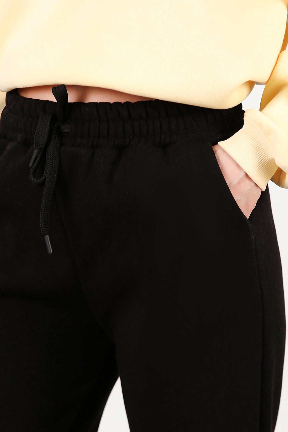 Kadın Paça Lastikli İçi Şardonlu Eşofman Altı Siyah