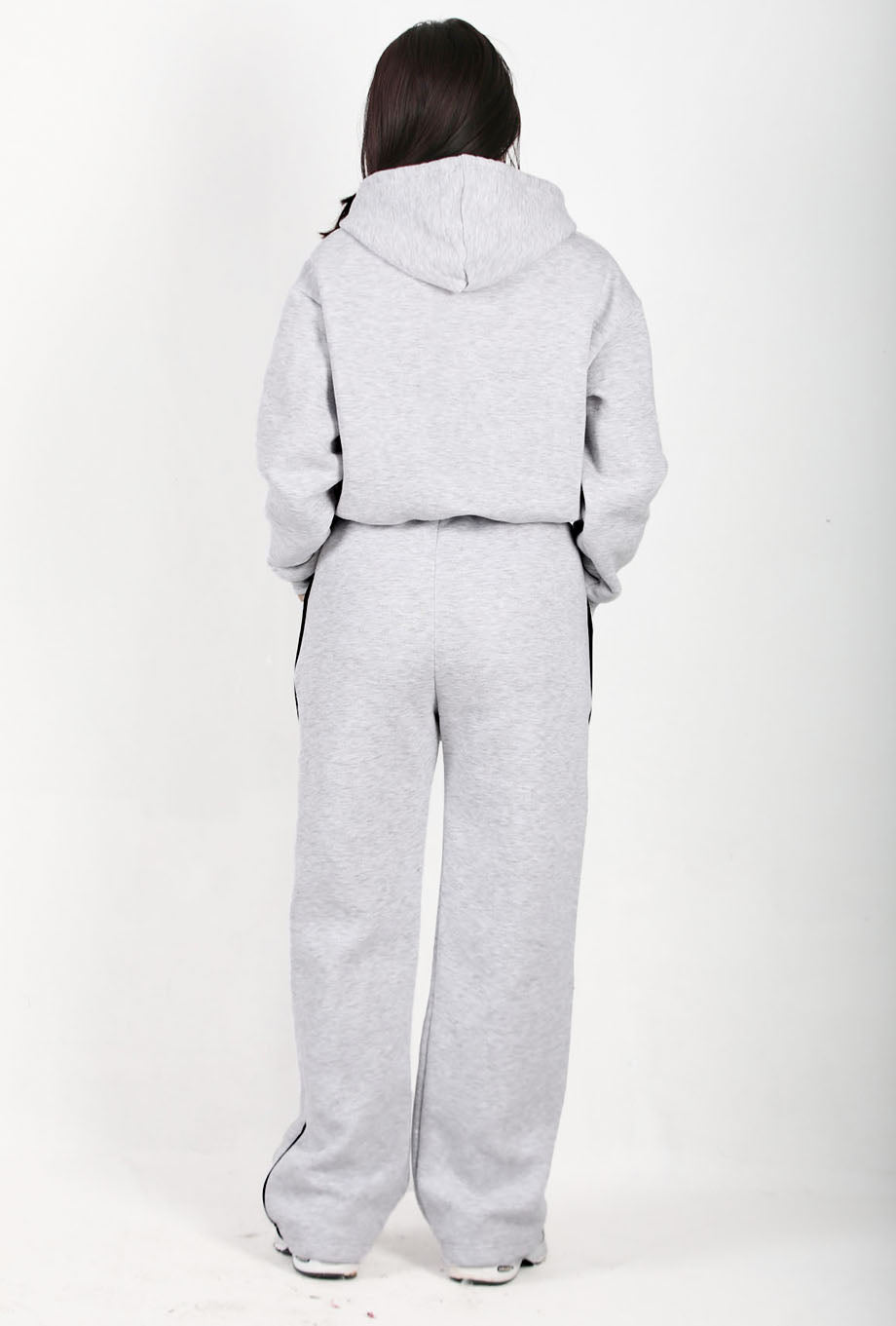 Relaxra Kadın Yan Şeritli 3iplik Pol Paça Eşofman Açık Gri