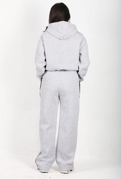 Relaxra Kadın Yan Şeritli 3iplik Pol Paça Eşofman Açık Gri