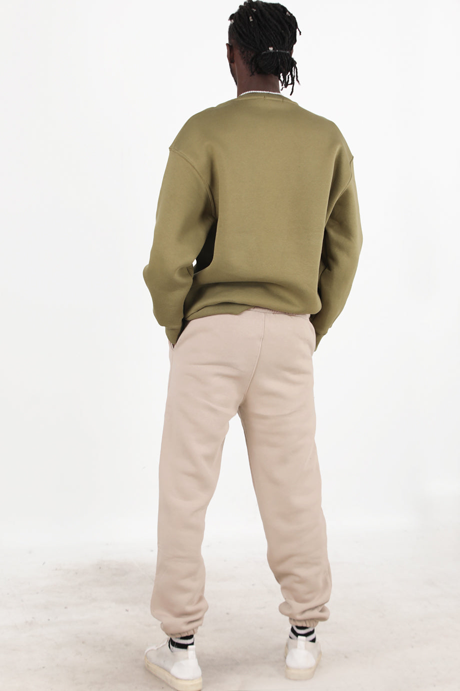 Solid Erkek Paça Lastikli 3 İplik Eşofman Bej