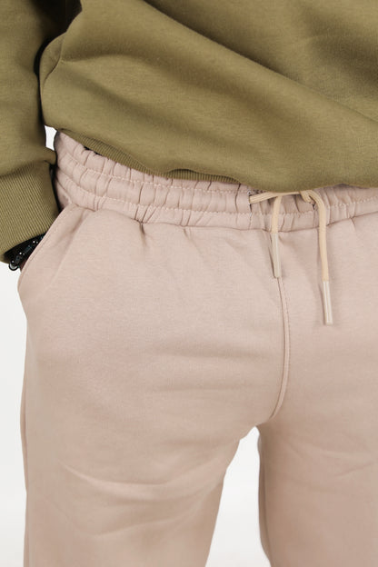 Solid Erkek Paça Lastikli 3 İplik Eşofman Bej