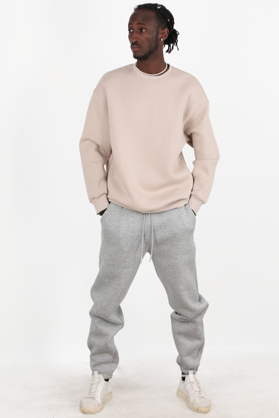 Solid Erkek Paça Lastikli 3 İplik Eşofman Gri