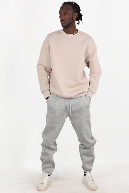 Solid Erkek Paça Lastikli 3 İplik Eşofman Gri