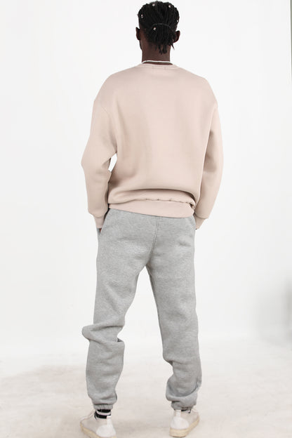 Solid Erkek Paça Lastikli 3 İplik Eşofman Gri