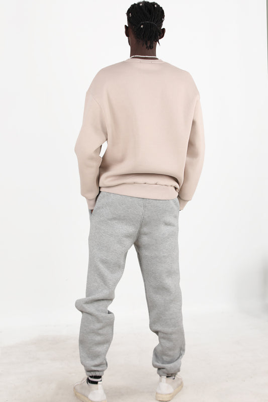 Solid Erkek Paça Lastikli 3 İplik Eşofman Gri