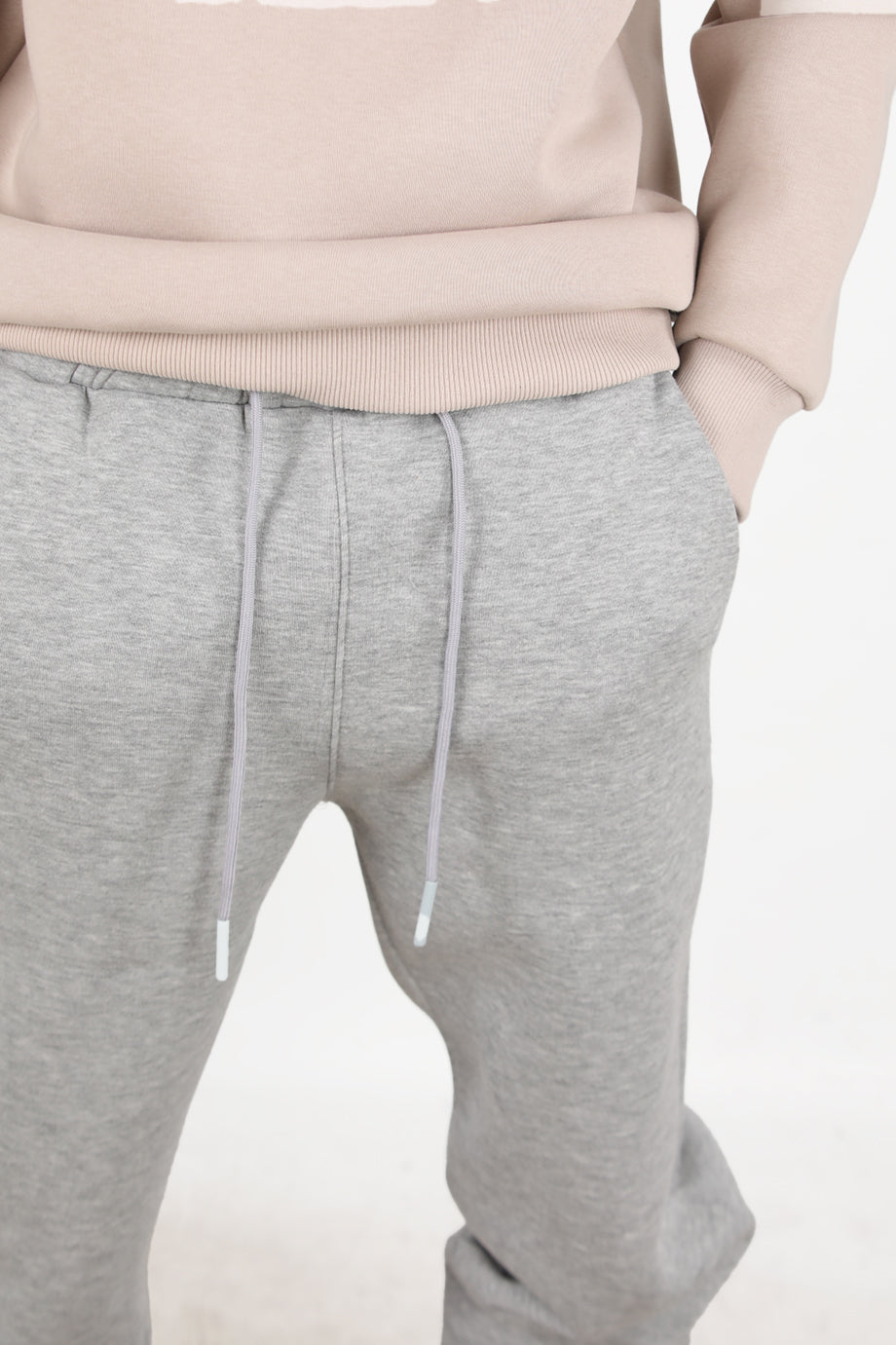 Solid Erkek Paça Lastikli 3 İplik Eşofman Gri