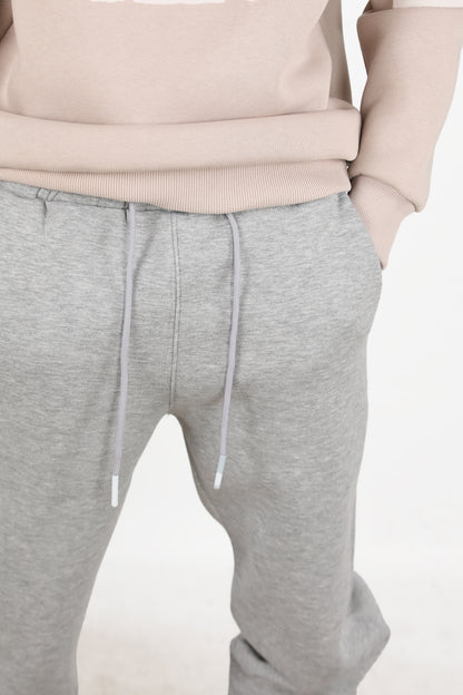Solid Erkek Paça Lastikli 3 İplik Eşofman Gri