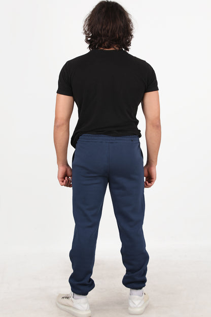 Solid Erkek Paça Lastikli 3 İplik Eşofman Lacivert