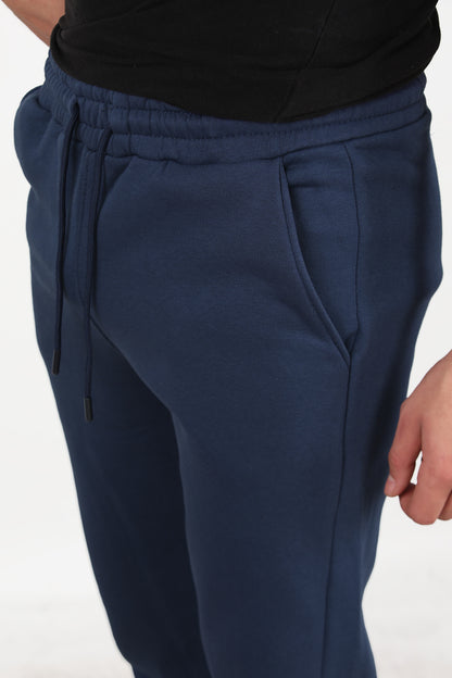 Solid Erkek Paça Lastikli 3 İplik Eşofman Lacivert