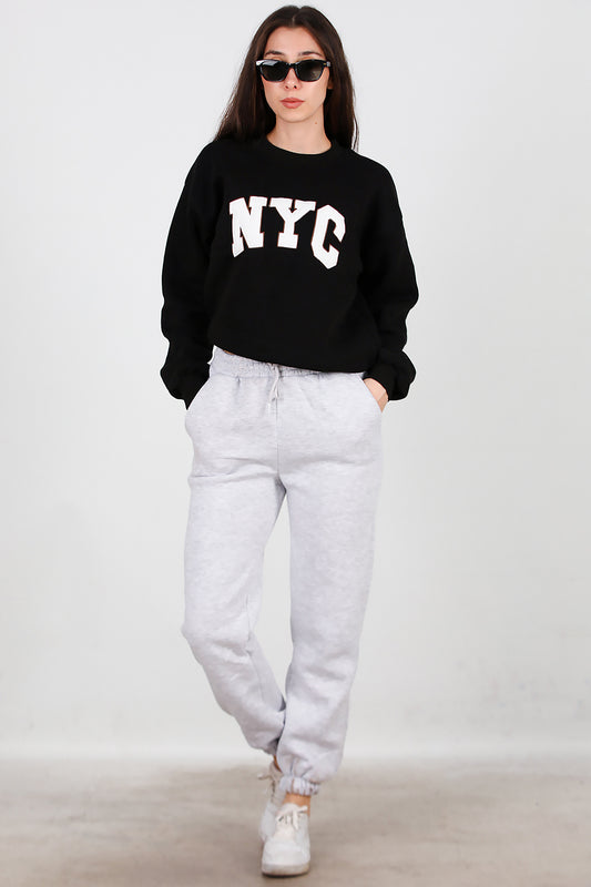 Kadın Bel Paça Lastikli Üç İplik Eşofman Gri