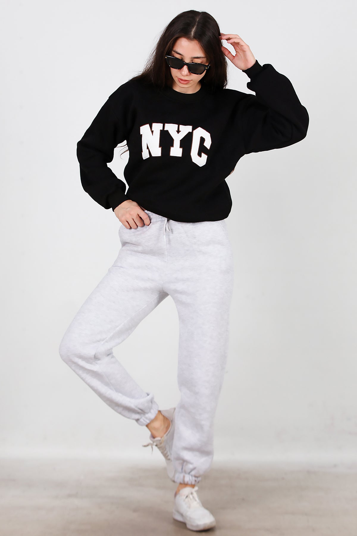 Kadın Bel Paça Lastikli Üç İplik Eşofman Gri