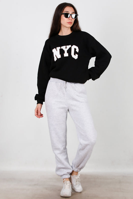 Kadın Bel Paça Lastikli Üç İplik Eşofman Gri