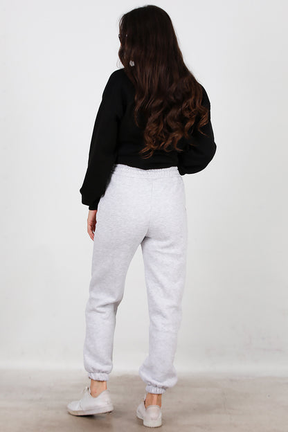 Kadın Bel Paça Lastikli Üç İplik Eşofman Gri